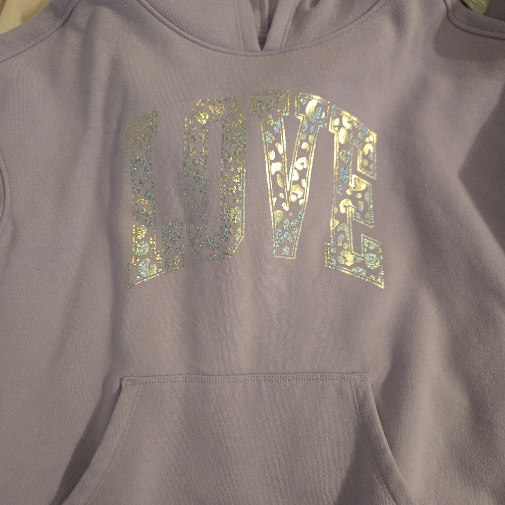 Cat & Jack Lavender Hoodie with Shimmering LOVE Print